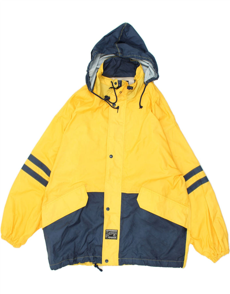 OLYMPIA Mens Hooded Rain Jacket UK 40 Large Yellow Colourblock Nylon | Vintage Olympia | Thrift | Second-Hand Olympia | Used Clothing | Messina Hembry 