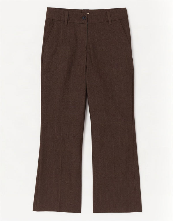 Zara Womens Bootcut Suit Trousers EU 36 XS W26 L28 Brown Striped Polyester