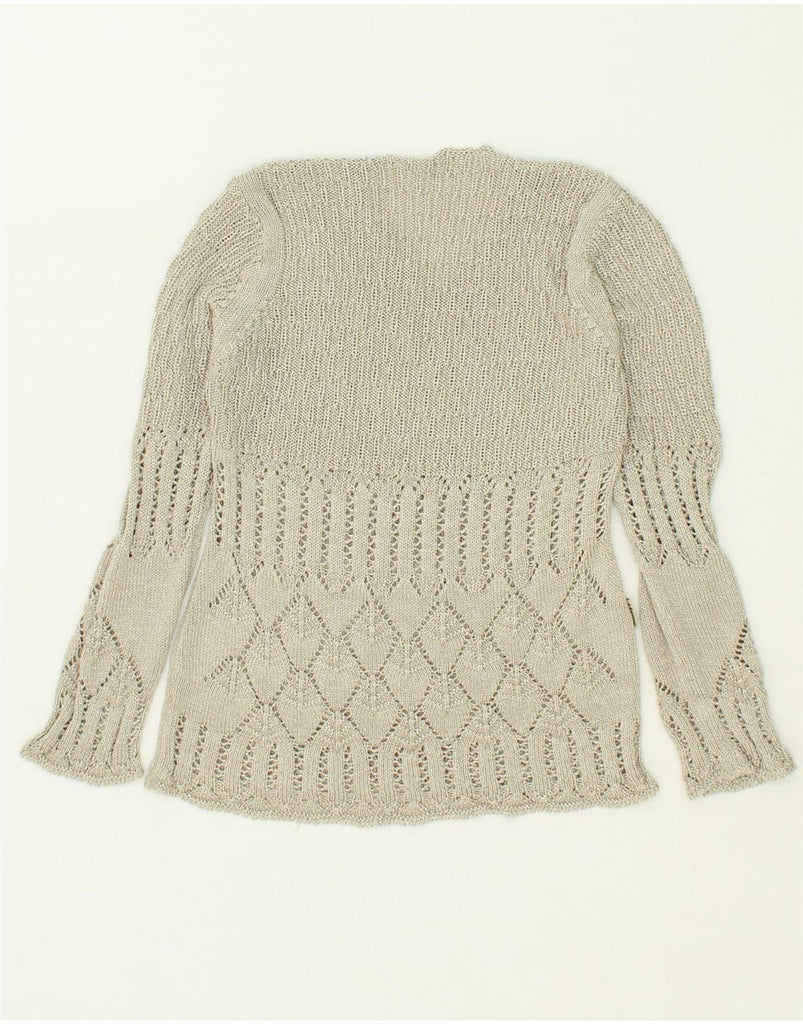 VINTAGE Womens V-Neck Jumper Sweater UK 10 Small Grey Vintage Vintage and Second-Hand Vintage from Messina Hembry 