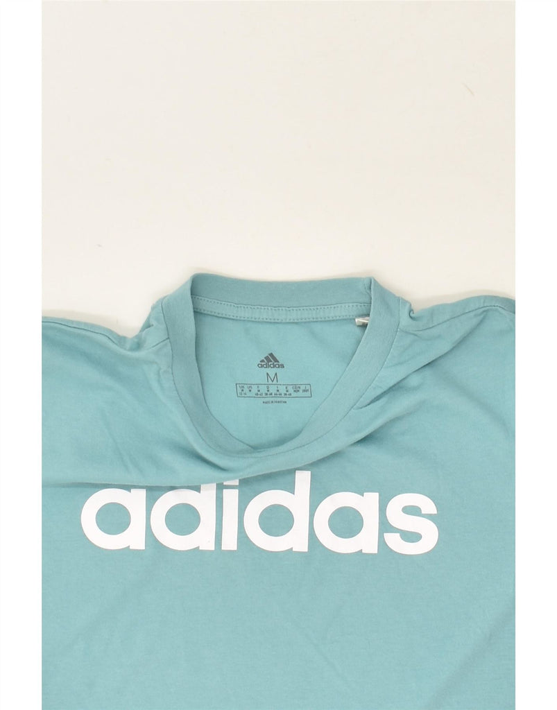 ADIDAS Womens Graphic T-Shirt Top UK 12/14 Medium Blue Cotton | Vintage Adidas | Thrift | Second-Hand Adidas | Used Clothing | Messina Hembry 