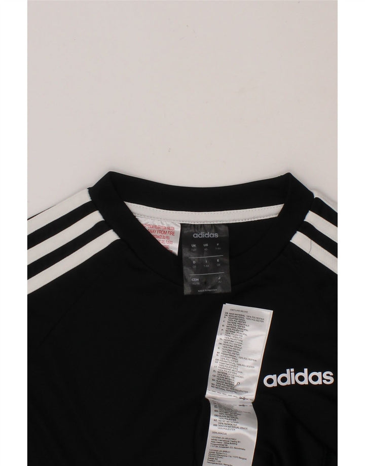 ADIDAS Boys Climalite Graphic T-Shirt Top 7-8 Years Black Polyester Vintage Adidas and Second-Hand Adidas from Messina Hembry 