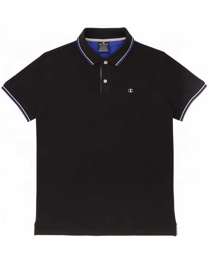 Champion Mens Polo Shirt Medium Black Cotton