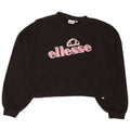 Ellesse Womens Crop Graphic Oversized Sweatshirt Jumper UK 14 Medium Black