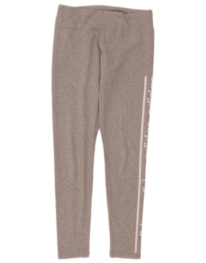 Adidas Womens Climalite Graphic Leggings UK 12/14 Medium  Grey Cotton