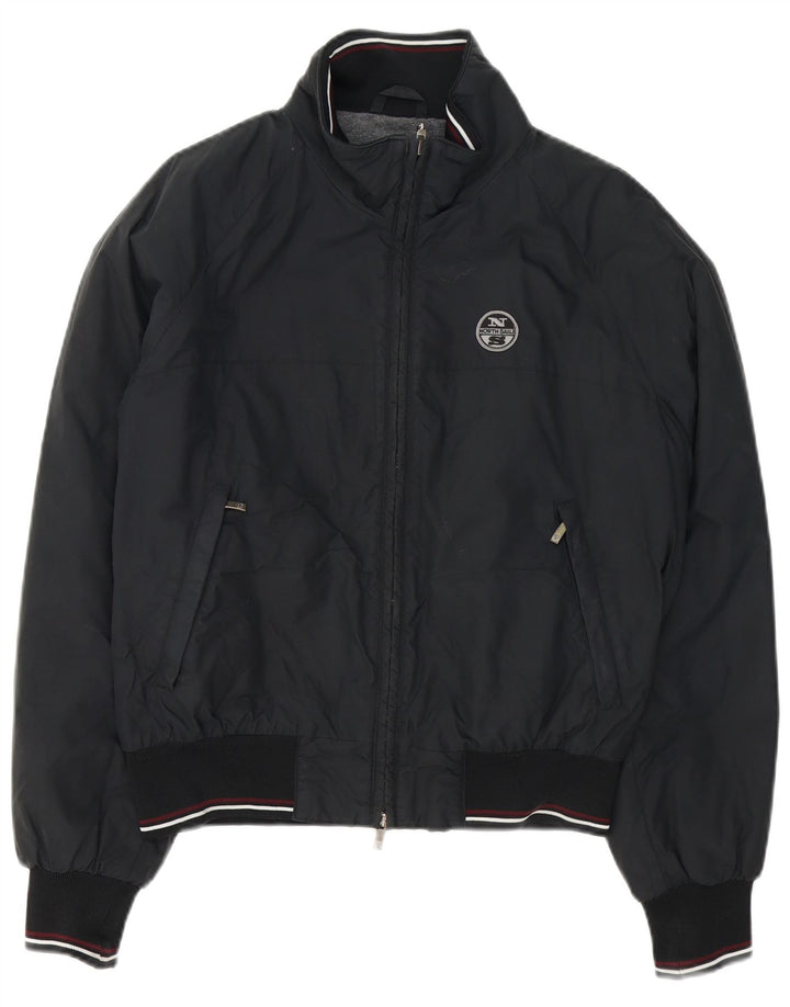 North Sails Mens Bomber Jacket UK 38 Medium Black Striped Polyamide