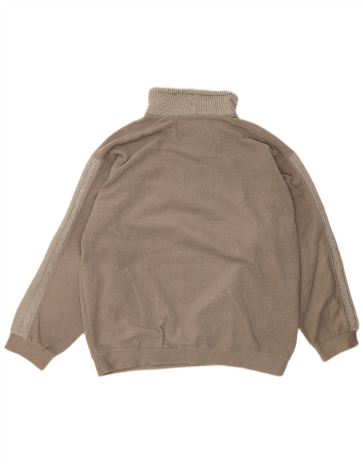 Greenstone Park Mens Zip Neck Fleece Jumper 2XL Grey Colourblock Polyester