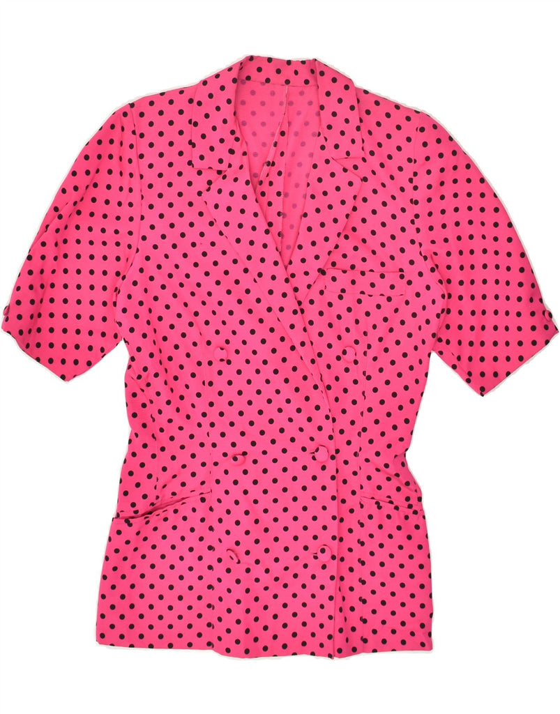 VINTAGE Womens Short Sleeve Blazer Jacket UK 14 Medium Pink Polka Dot | Vintage Vintage | Thrift | Second-Hand Vintage | Used Clothing | Messina Hembry 