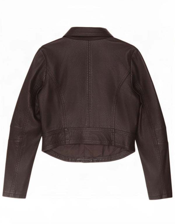 Urban Bliss Womens Crop Leather Biker Jacket UK 12 Medium Black
