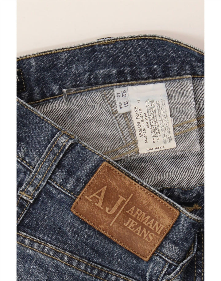 Armani Mens Straight Jeans W32 L31 Blue Cotton