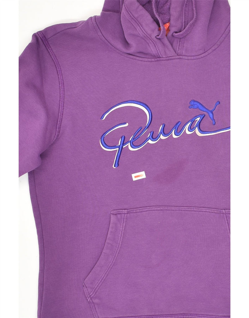 PUMA Womens Graphic Hoodie Jumper UK 8 Small Purple Cotton | Vintage Puma | Thrift | Second-Hand Puma | Used Clothing | Messina Hembry 