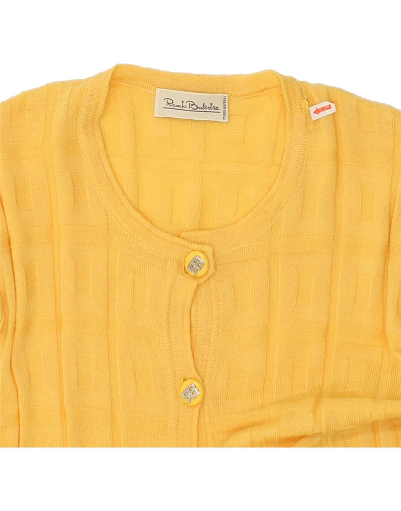 RENATO BALESTRA Womens Cardigan Sweater IT 44 Medium Yellow Virgin Wool | Vintage Renato Balestra | Thrift | Second-Hand Renato Balestra | Used Clothing | Messina Hembry 