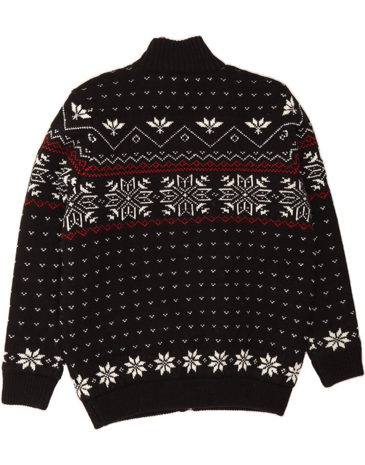 BABISTA Mens Cardigan Sweater UK 40 Medium Black Fair Isle Polyacrylic Vintage Babista and Second-Hand Babista from Messina Hembry 