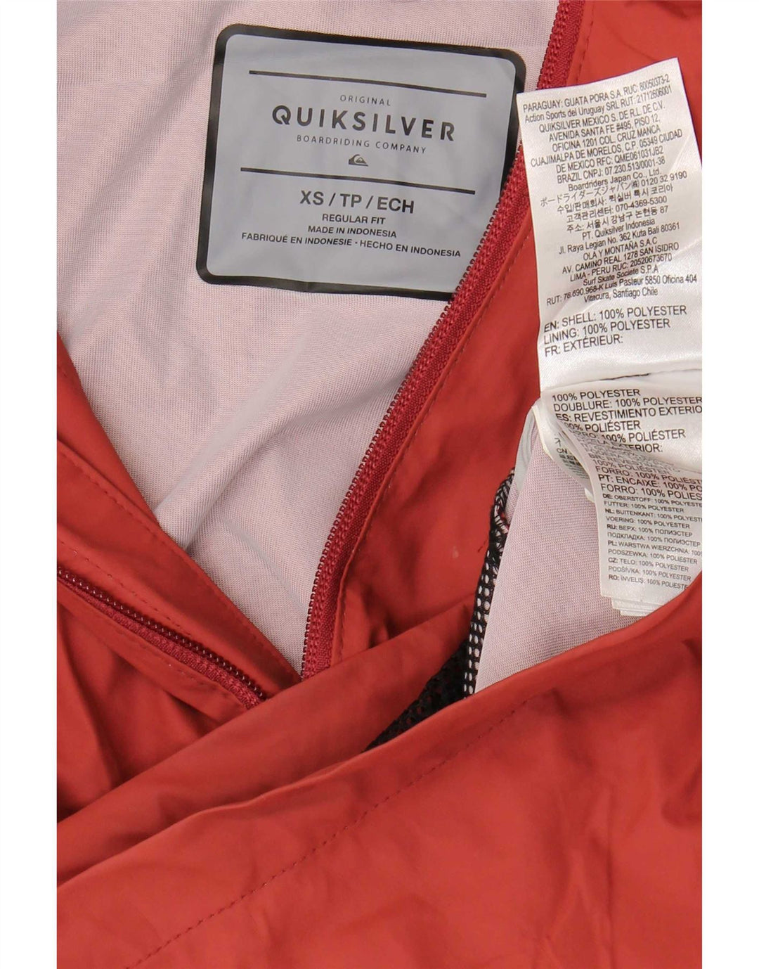 Quiksilver Mens Hooded Regular Fit Rain Jacket UK 36 XS Red Polyester