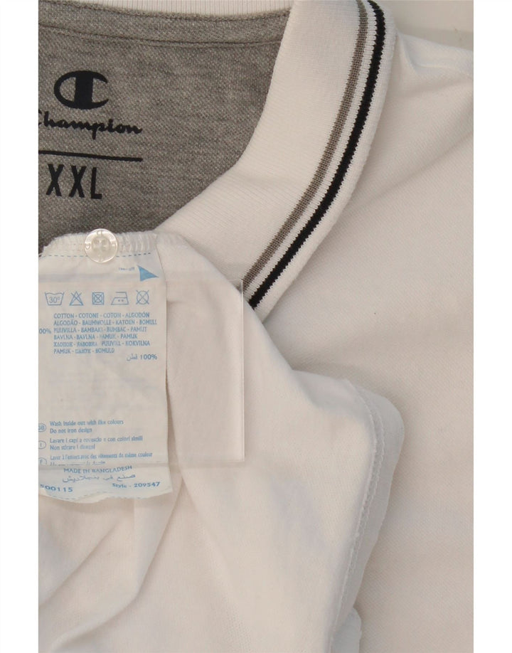 CHAMPION Mens Polo Shirt 2XL White Cotton Vintage Champion and Second-Hand Champion from Messina Hembry 