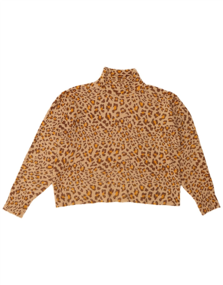 TOPSHOP Womens Oversized Turtle Neck Jumper Sweater UK 10 Small Beige