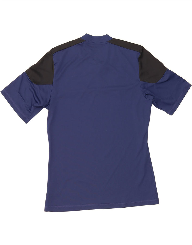 ADIDAS Mens Climalite Graphic T-Shirt Top Medium Navy Blue Colourblock Vintage Adidas and Second-Hand Adidas from Messina Hembry 
