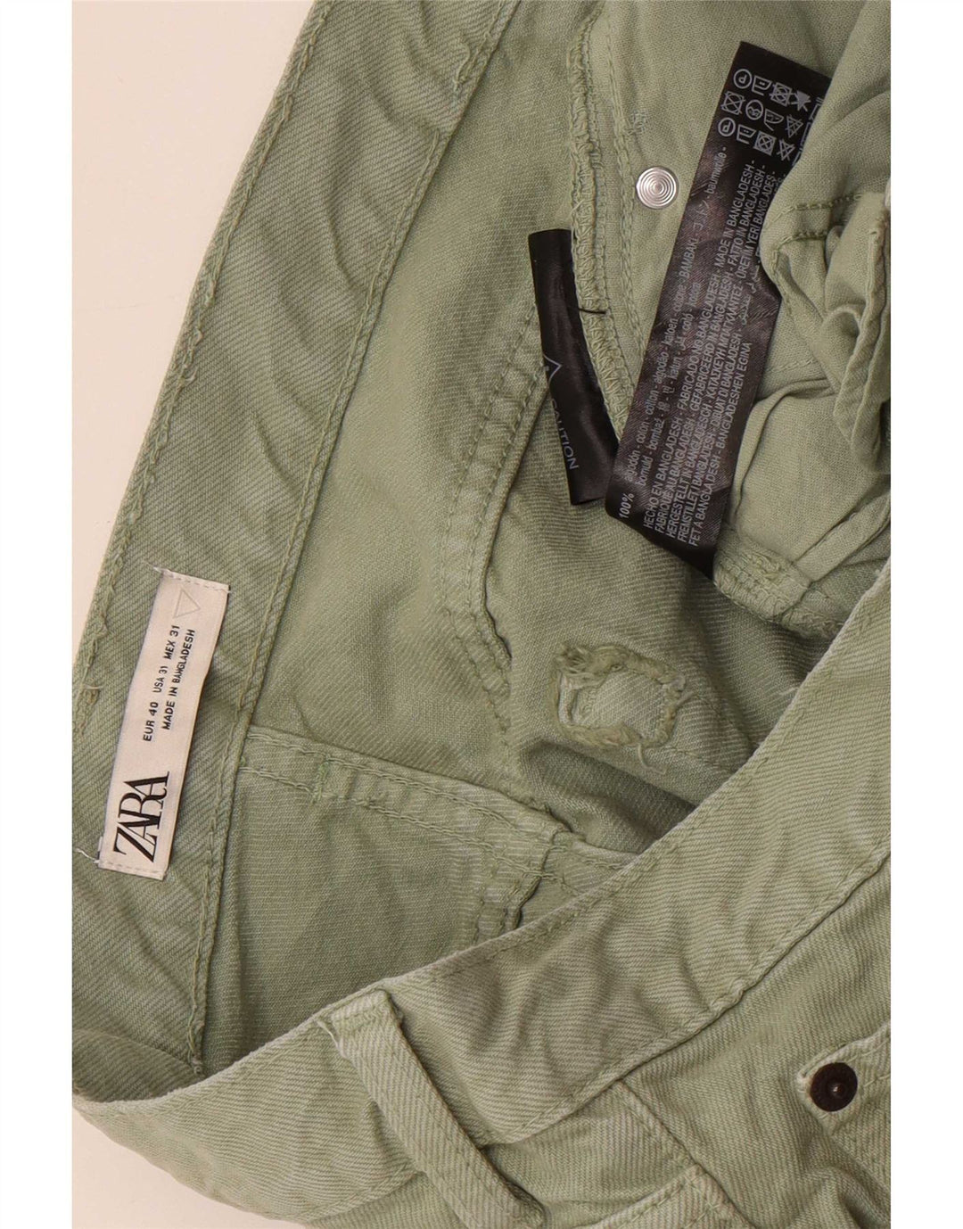 Zara Mens Slim Jeans EU 40 Medium W31 L26 Green Cotton
