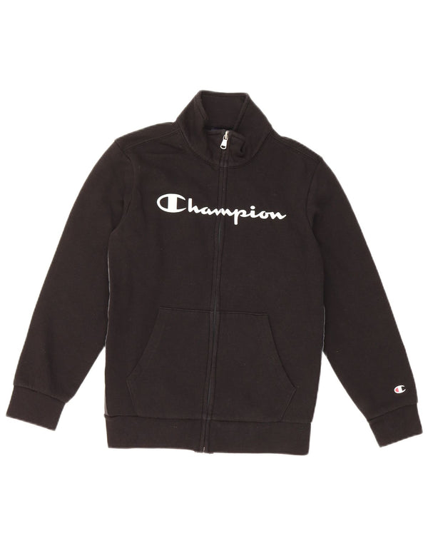 Champion Boys Graphic Tracksuit Top Jacket 9-10 Years Black Cotton