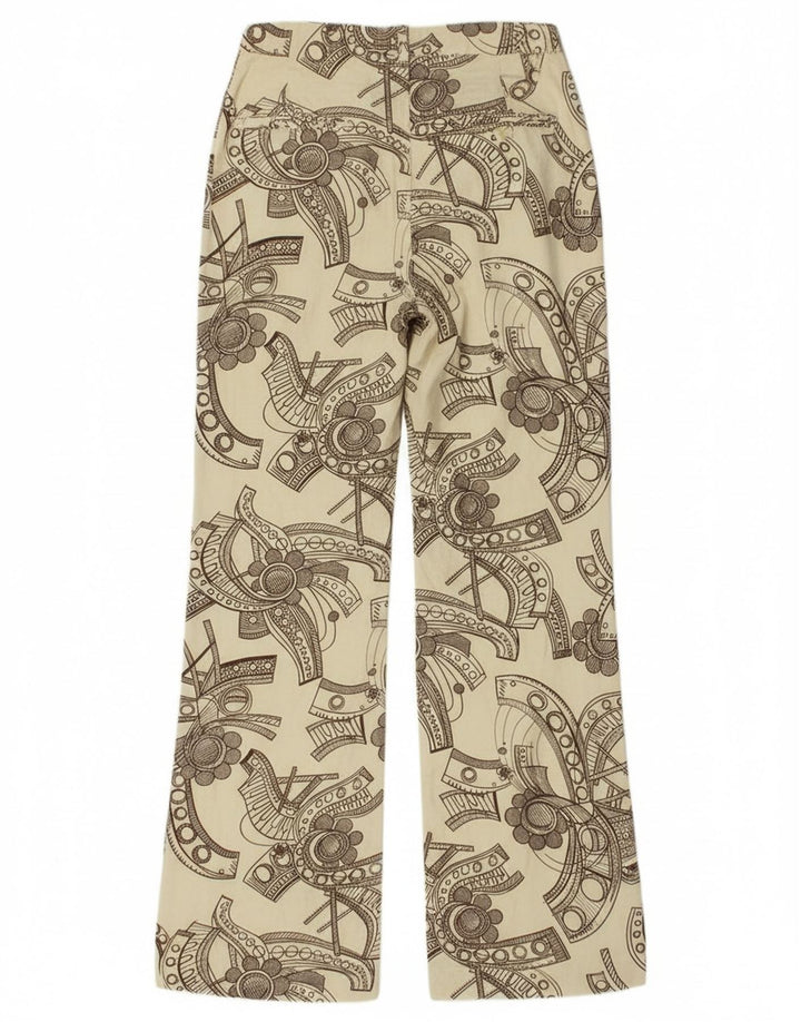 Vintage Womens Abstract Pattern Bootcut Casual Trousers  W26 L28 Beige