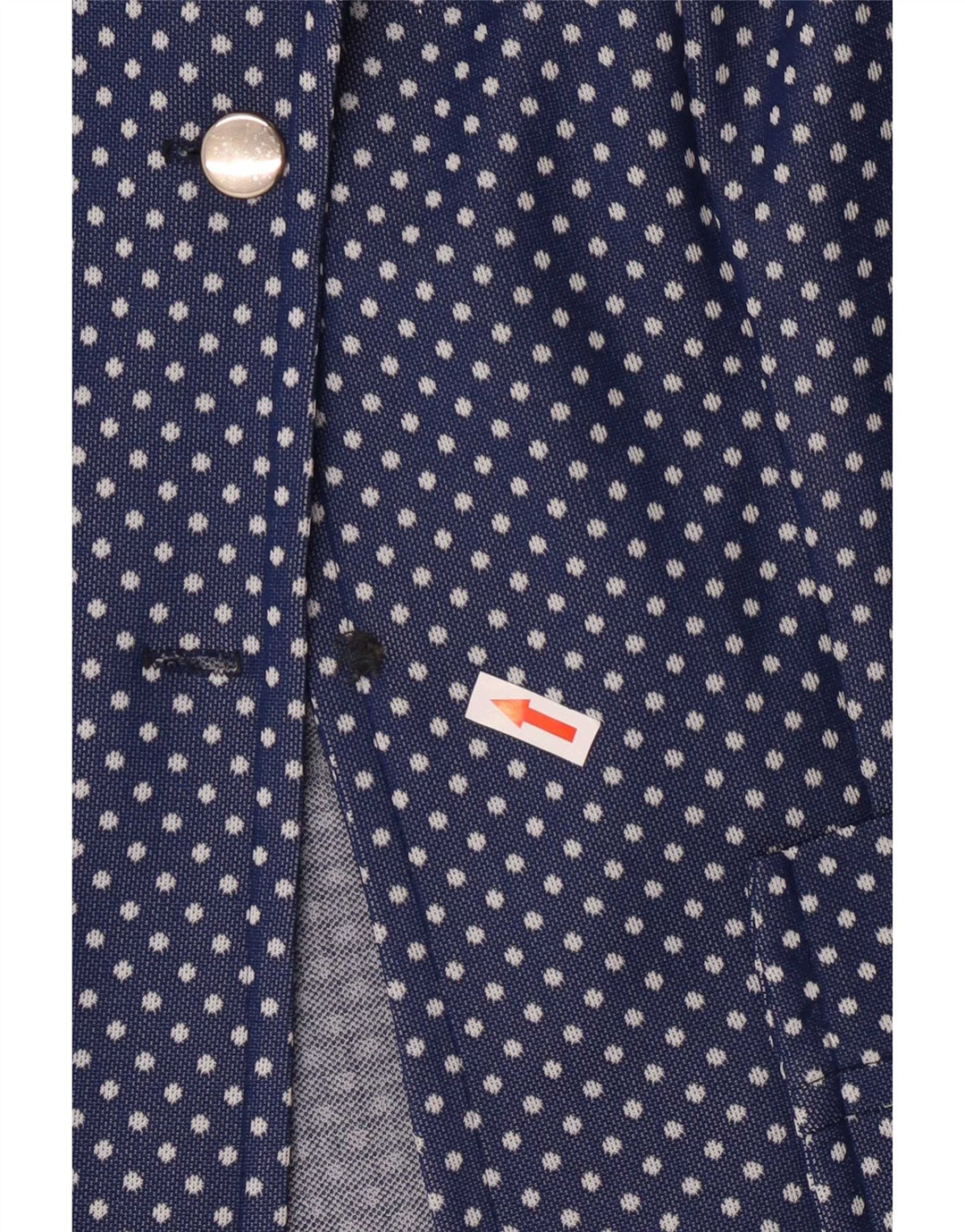 Vintage Womens 2 Button Blazer Jacket UK 10 Small Blue Polka Dot Retro