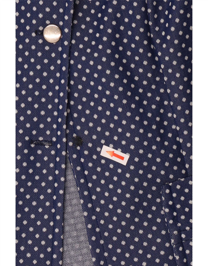 Vintage Womens 2 Button Blazer Jacket UK 10 Small Blue Polka Dot Retro
