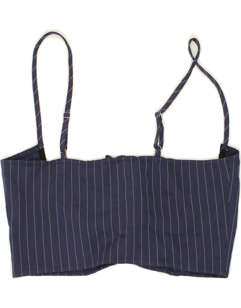 SHEIN Womens Crop Corset Top UK 14 Large Navy Blue Striped Polyester Vintage Shein and Second-Hand Shein from Messina Hembry 