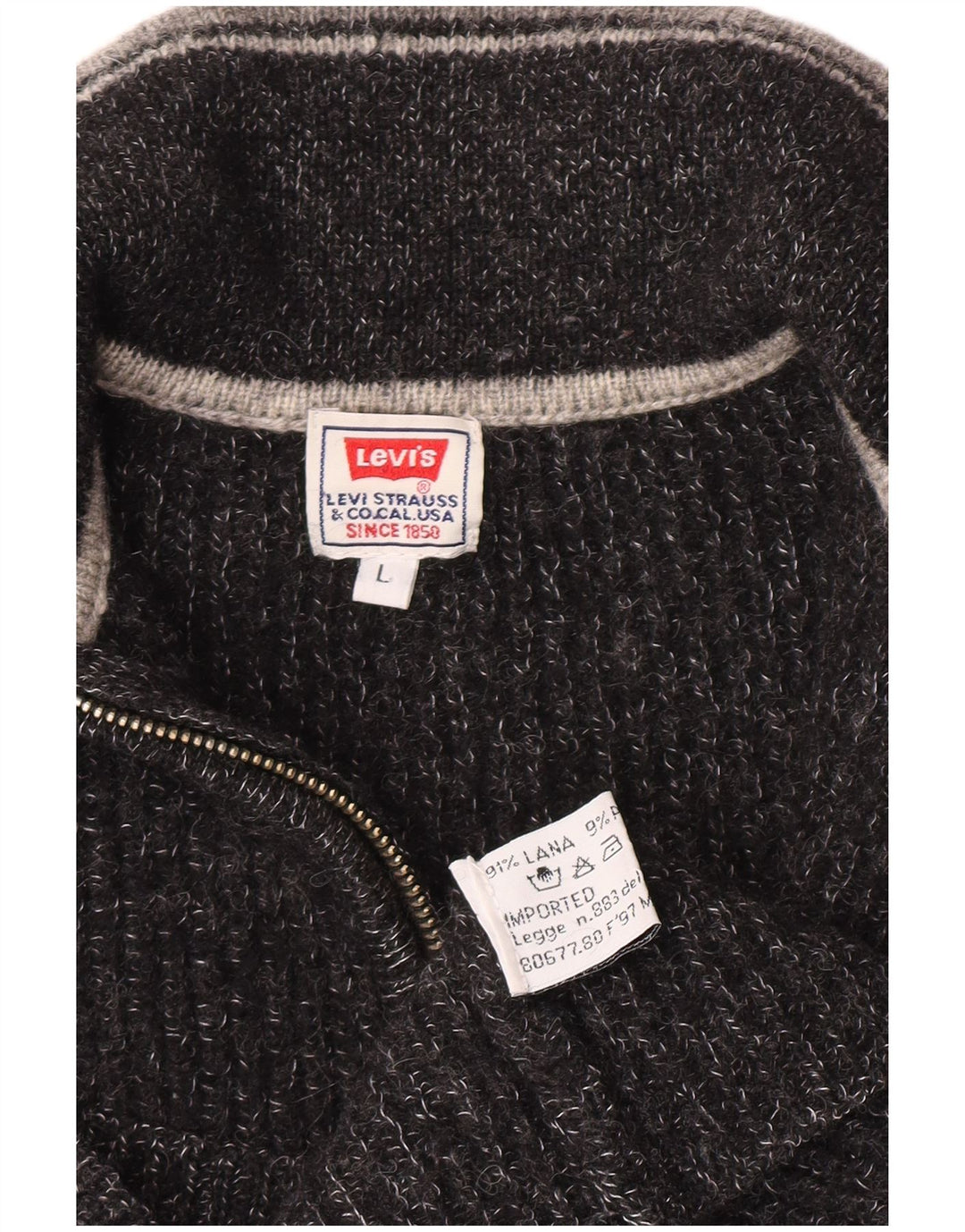 Levi's Boys Cardigan Sweater 11-12 Years Large Grey Flecked Wool