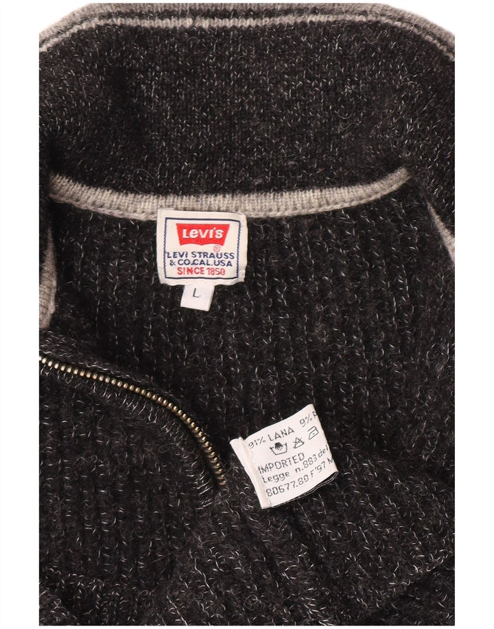Levi's Boys Cardigan Sweater 11-12 Years Large Grey Flecked Wool