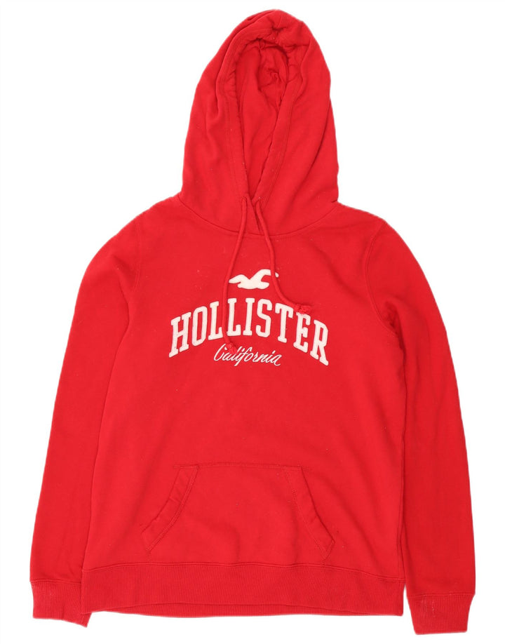 Hollister Mens Graphic Hoodie Jumper Medium Red Cotton