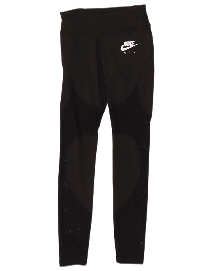 Nike Womens Dri Fit Graphic Leggings UK 4 XS  Black Polyester