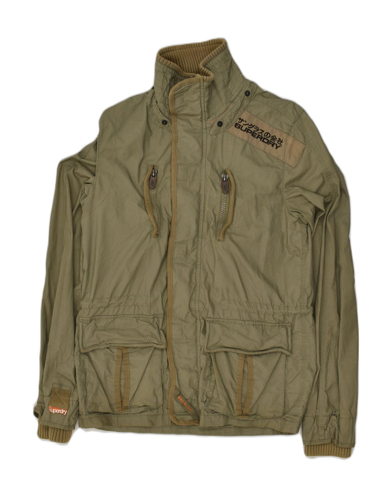 SUPERDRY Mens Utility Jacket UK 36 Small Khaki Cotton | Vintage Superdry | Thrift | Second-Hand Superdry | Used Clothing | Messina Hembry 