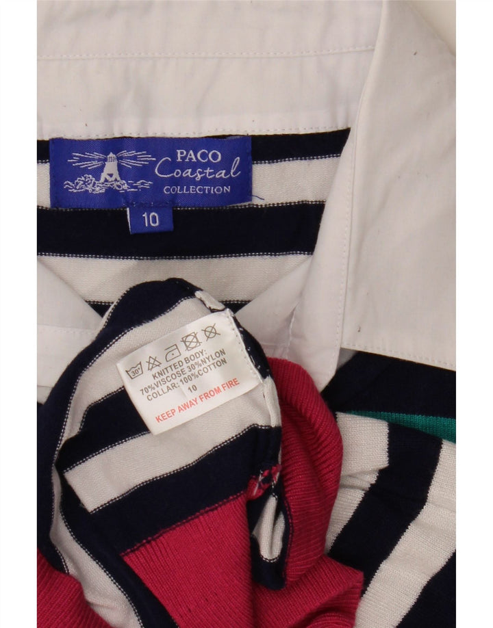 Paco Coastal Womens Oversized V-Neck Jumper Sweater UK 10 Small Multicolour