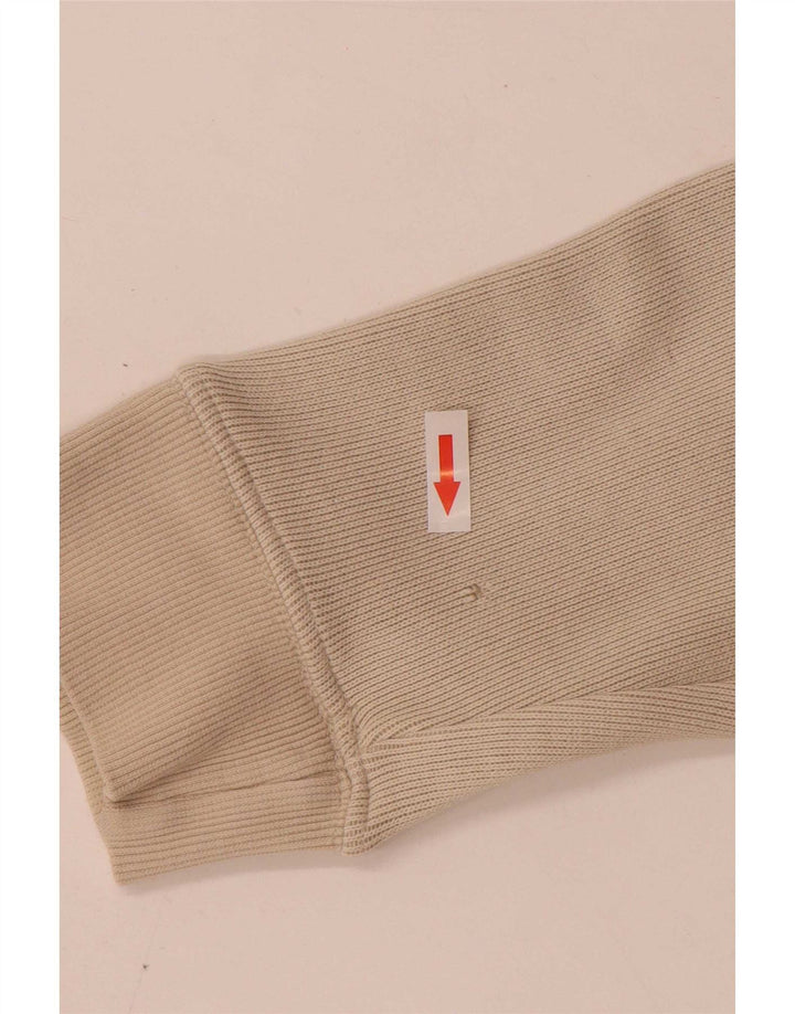 Marks & Spencer Mens Long Sleeve Polo Shirt Medium Beige Cotton