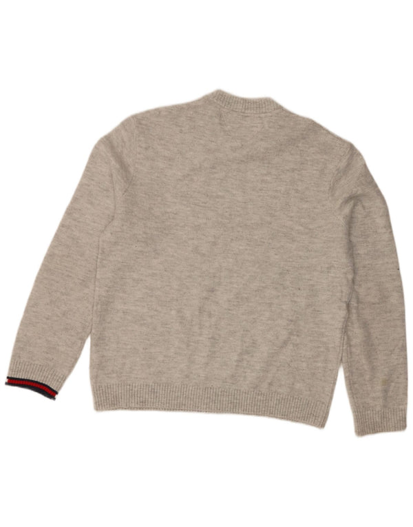 Tommy Hilfiger Mens Crew Neck Jumper Sweater Medium Grey Acrylic