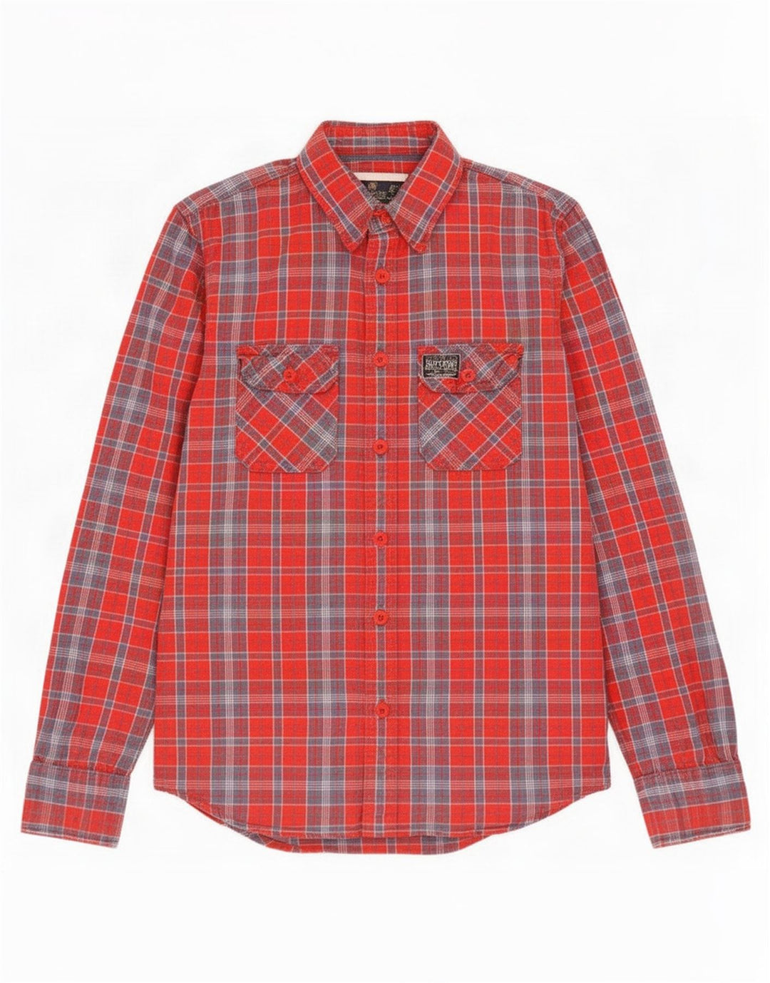 Superdry Mens Flannel Shirt Large Red Check Cotton