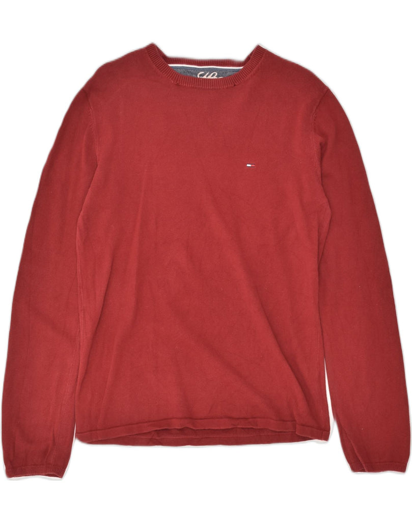 TOMMY HILFIGER Mens Sweatshirt Jumper Small Maroon Cotton | Vintage Tommy Hilfiger | Thrift | Second-Hand Tommy Hilfiger | Used Clothing | Messina Hembry 