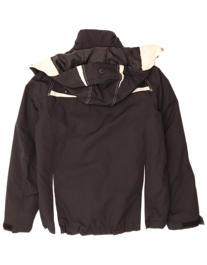 Brugi Womens Hooded Windbreaker Jacket UK 14 Medium Black Colourblock