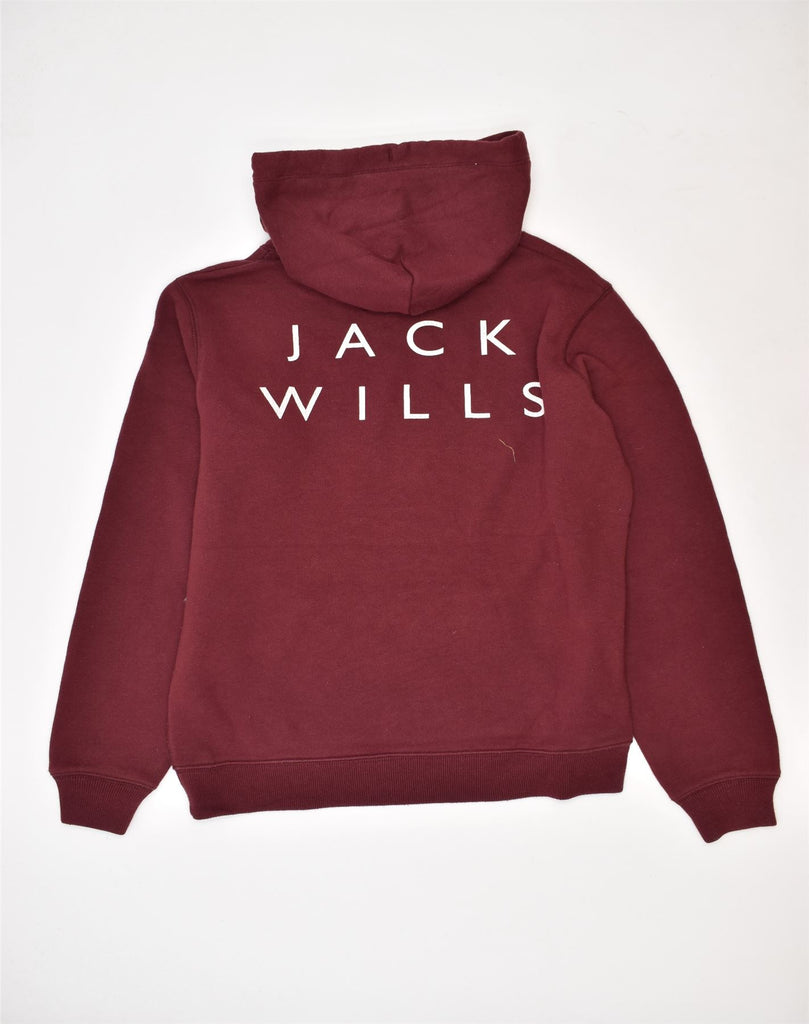 JACK WILLS Womens Graphic Hoodie Jumper UK 12 Medium Burgundy Cotton | Vintage | Thrift | Second-Hand | Used Clothing | Messina Hembry 