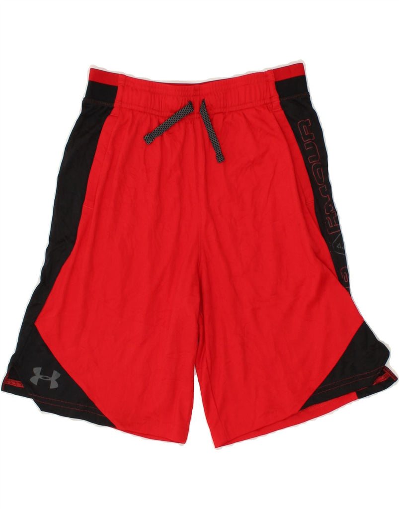 UNDER ARMOUR Boys Graphic Sport Shorts 11-12 Years Large Red Colourblock | Vintage Under Armour | Thrift | Second-Hand Under Armour | Used Clothing | Messina Hembry 