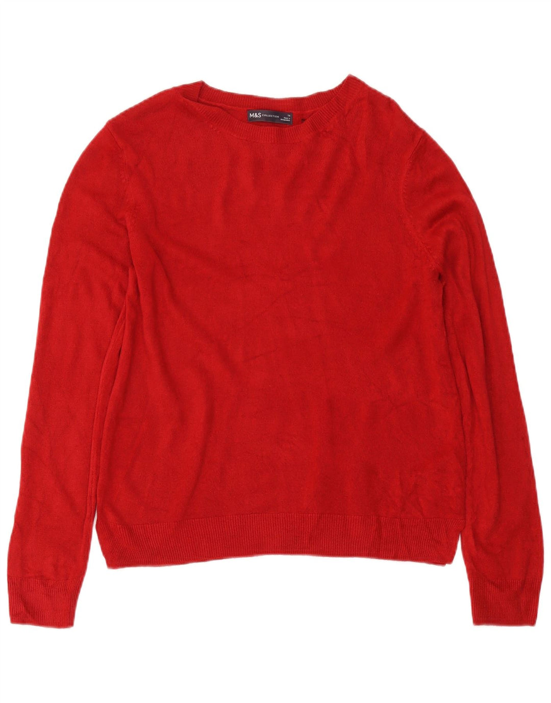 Marks & Spencer Womens Crew Neck Jumper Sweater UK 14 Medium Red Acrylic