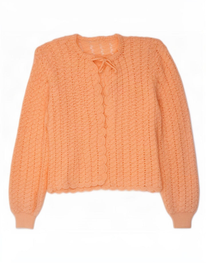 Vintage Womens Crochet Cardigan Sweater UK 14 Medium Pink