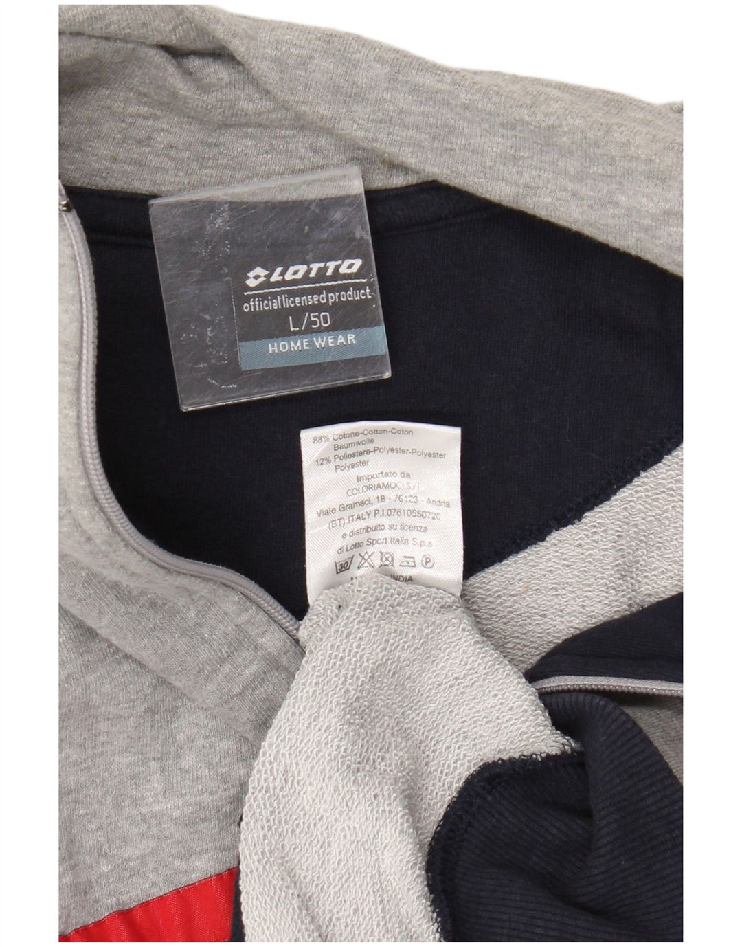 Lotto Mens Graphic Tracksuit Top Jacket IT 50 Large Grey Colourblock Cotton