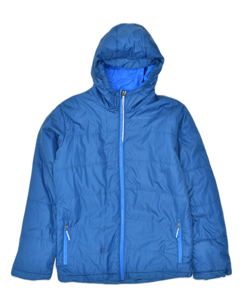 COLUMBIA Boys Hooded Padded Jacket 15-16 Years XL Blue Polyester | Vintage Columbia | Thrift | Second-Hand Columbia | Used Clothing | Messina Hembry 