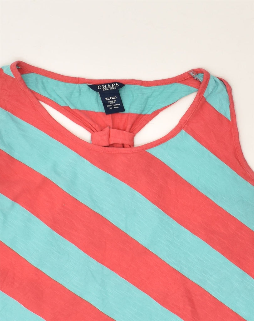 CHAPS Girls Sleeveless Tunic Top 15-16 Years XL Blue Striped Cotton | Vintage Chaps | Thrift | Second-Hand Chaps | Used Clothing | Messina Hembry 