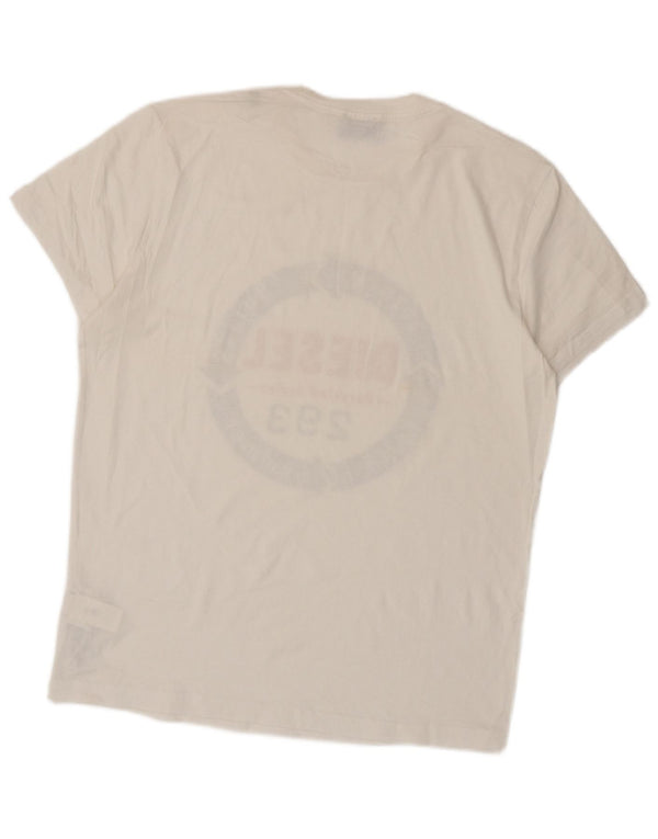 Diesel Mens Graphic T-Shirt Top XL White Cotton