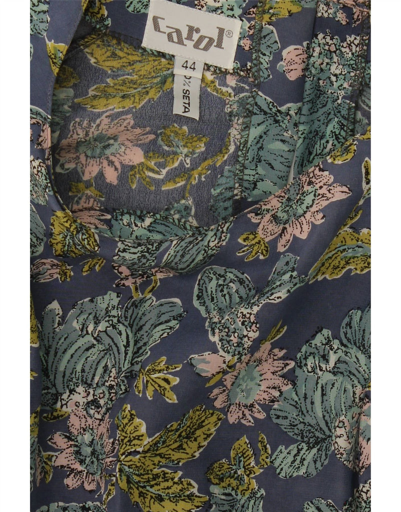 CAROL Womens Shift Dress EU 44 Large Navy Blue Floral Silk Vintage Carol and Second-Hand Carol from Messina Hembry 