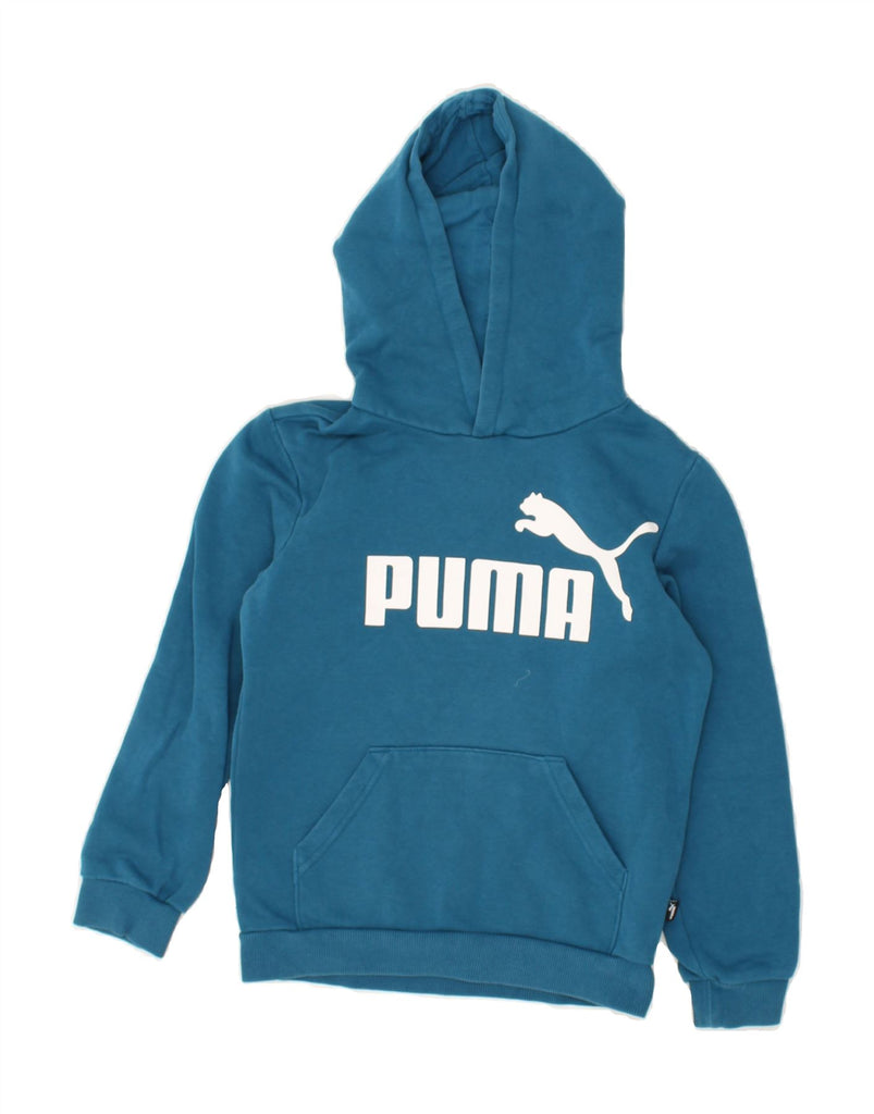 PUMA Boys Graphic Hoodie Jumper 9-10 Years Blue Cotton | Vintage Puma | Thrift | Second-Hand Puma | Used Clothing | Messina Hembry 