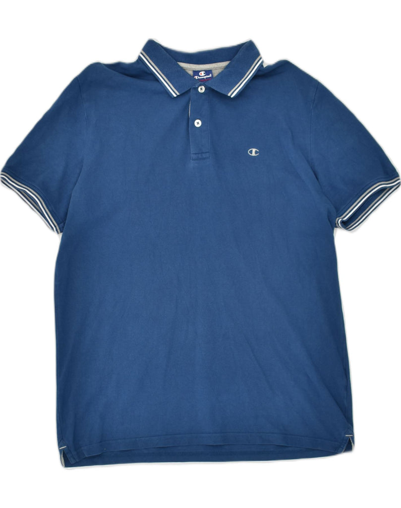 CHAMPION Mens Polo Shirt Large Blue Cotton | Vintage Champion | Thrift | Second-Hand Champion | Used Clothing | Messina Hembry 