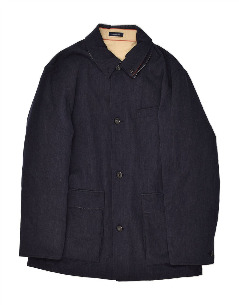 ERMENEGILDO ZEGNA Mens Reversible Jacket UK 40 Large Navy Blue Cotton | Vintage Ermenegildo Zegna | Thrift | Second-Hand Ermenegildo Zegna | Used Clothing | Messina Hembry 