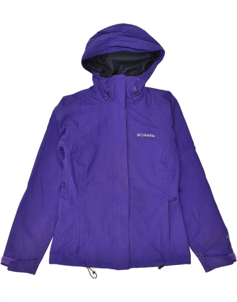 COLUMBIA Womens Omni-Tech Hooded Rain Jacket UK 6 XS Purple Nylon | Vintage Columbia | Thrift | Second-Hand Columbia | Used Clothing | Messina Hembry 